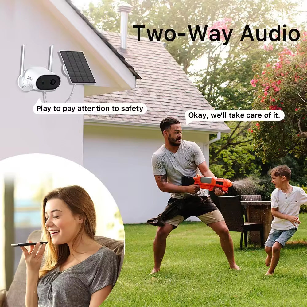 Caméra de Sécurité WiFi 3MP – Étanche avec Panneau Solaire